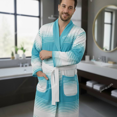 حوله تن پوش یزدی طرح آوین رنگ آبی کد ۵۵