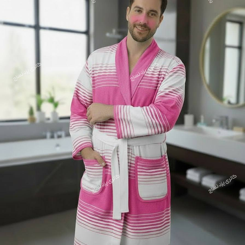 حوله تن پوش یزدی طرح آوین رنگ صورتی کد ۳۵