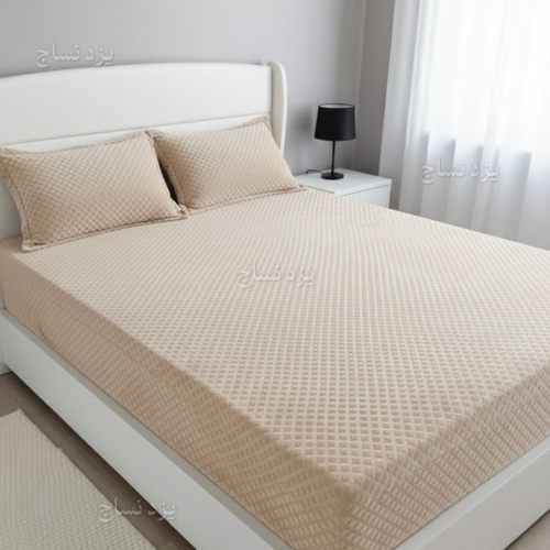 کاور تشک کشدار الماسی یک نفره رنگ کرم