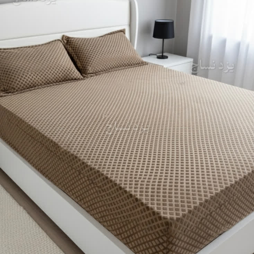 کاور تشک کشدار الماسی دو نفره رنگ شکلاتی