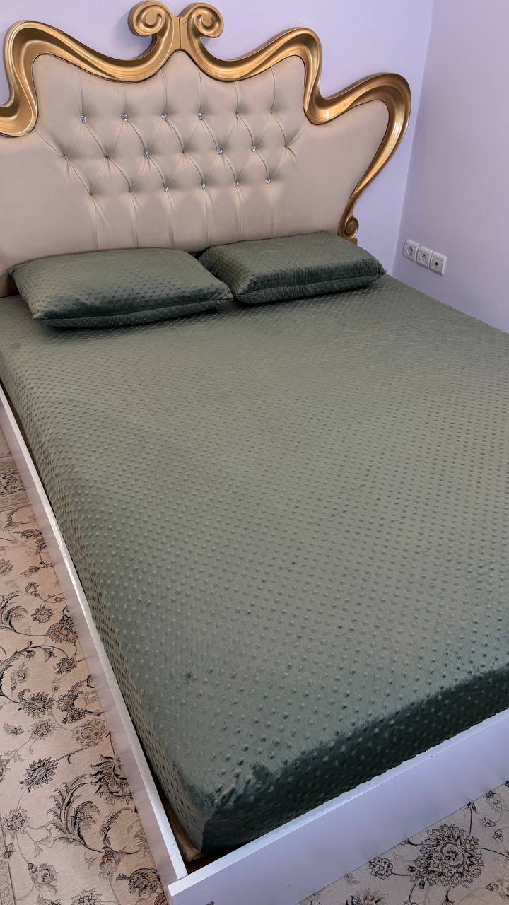 کاور تشک مخمل حبابی کشدار یک نفره رنگ صدری