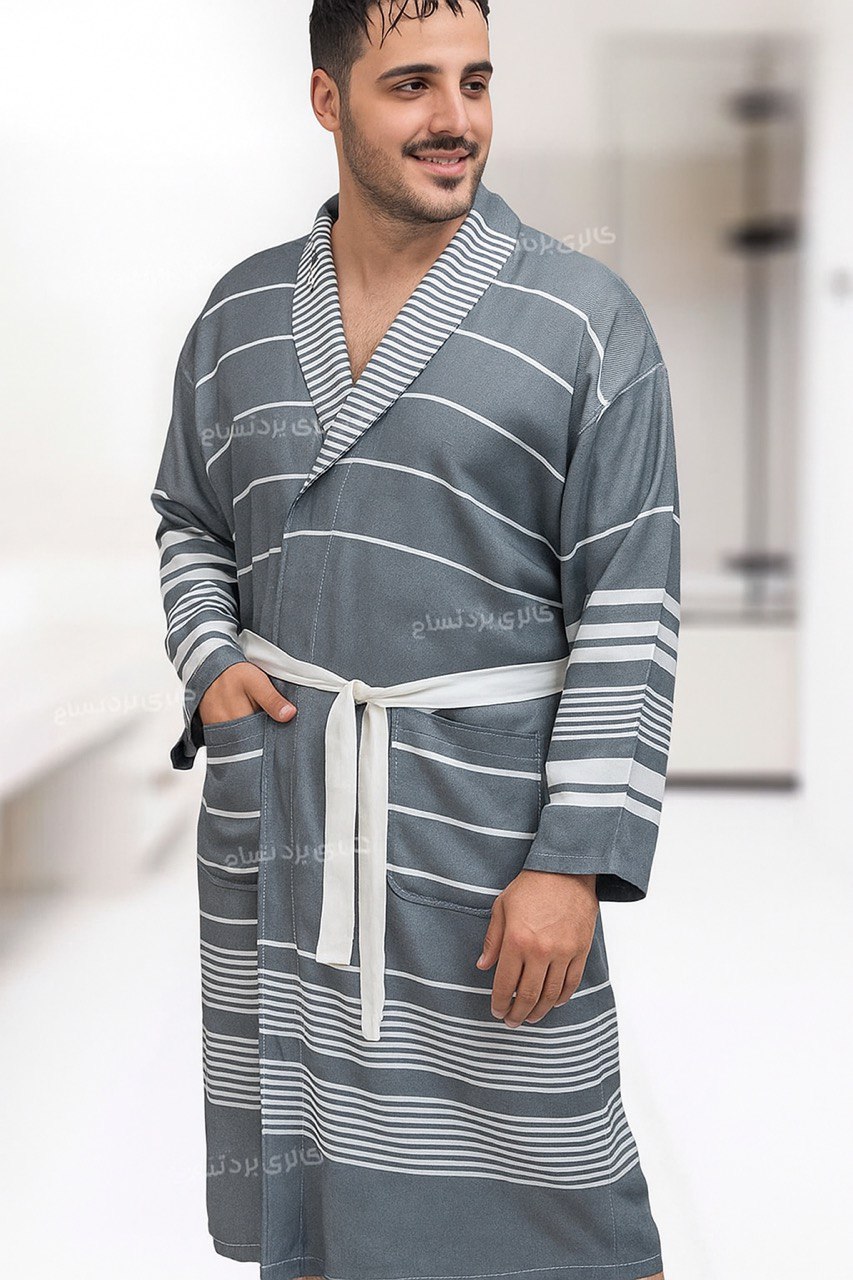 حوله تن پوش یزدی حاشیه دار رنگ طوسی کد 24