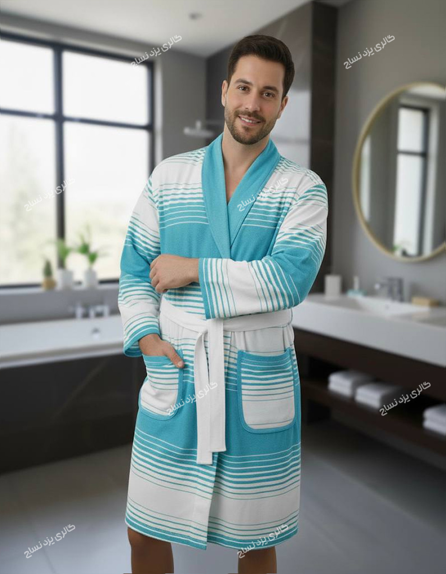 حوله تن پوش یزدی طرح آوین رنگ آبی کد ۵۵