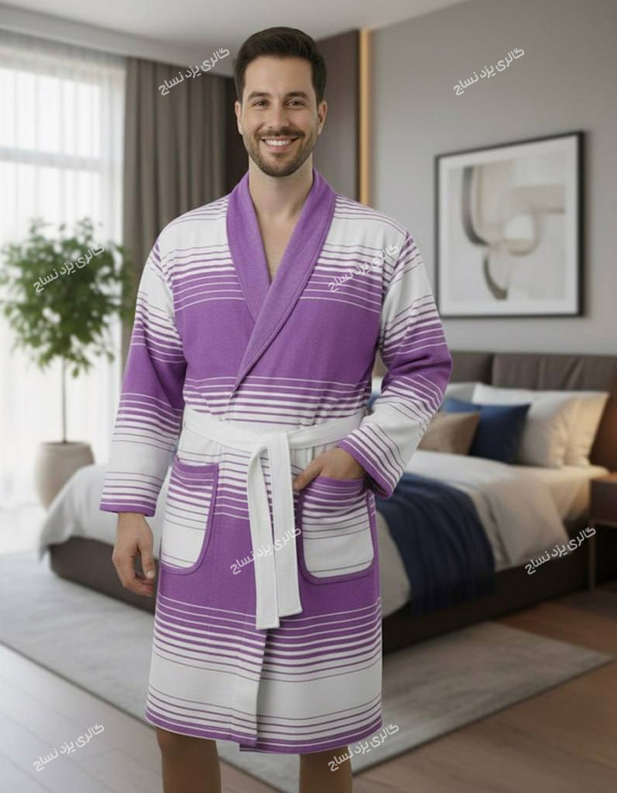 حوله تن پوش یزدی طرح آوین رنگ بنفش کد ۴۵