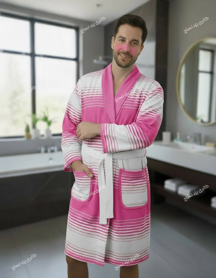 حوله تن پوش یزدی طرح آوین رنگ صورتی کد ۳۵