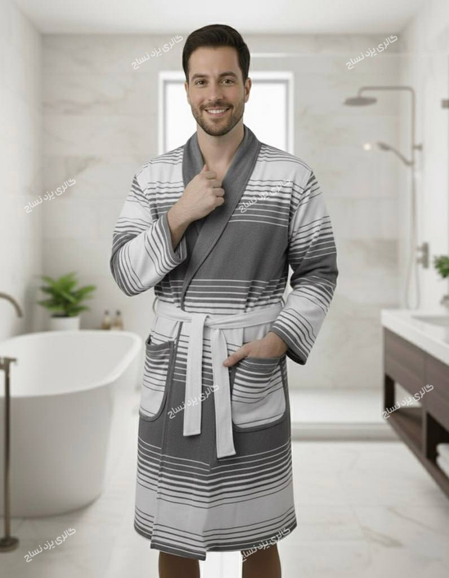 حوله تن پوش یزدی طرح آوین رنگ طوسی کد ۶۵