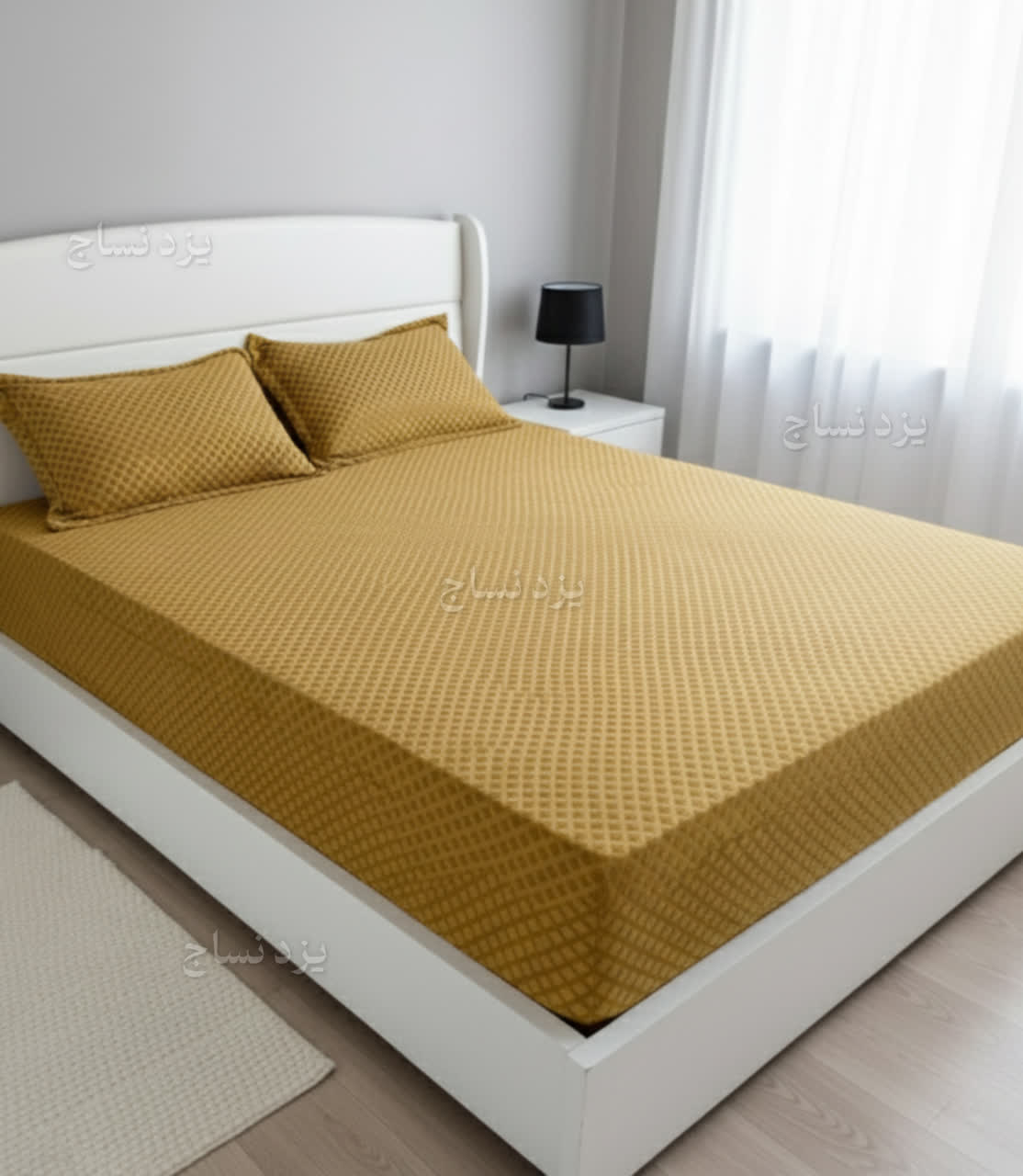 کاور تشک کشدار الماسی دو نفره رنگ طلایی