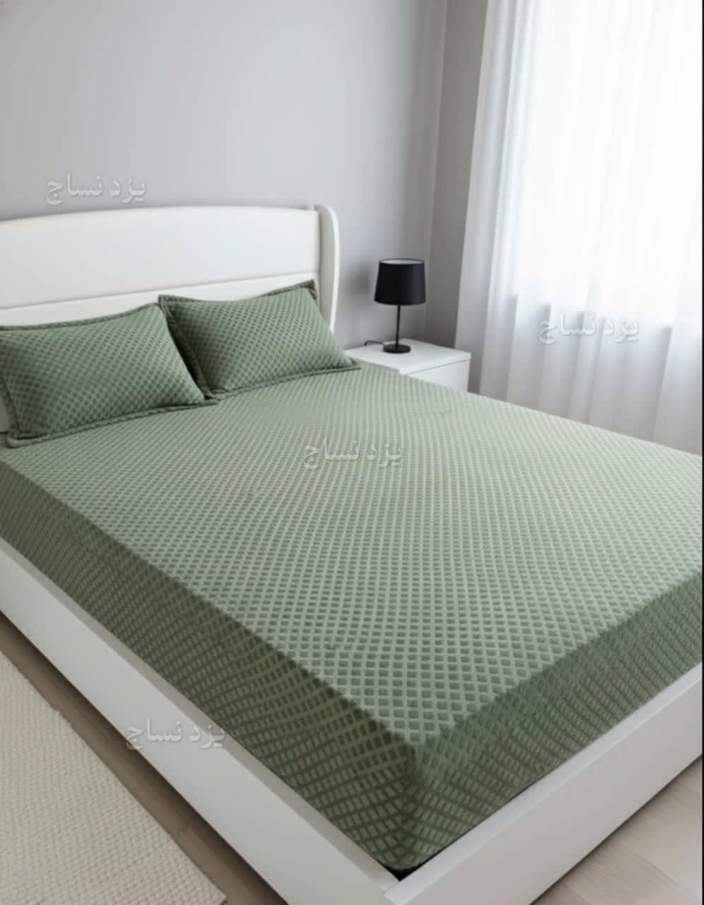 کاور تشک کشدار الماسی یک نفره رنگ زیتونی