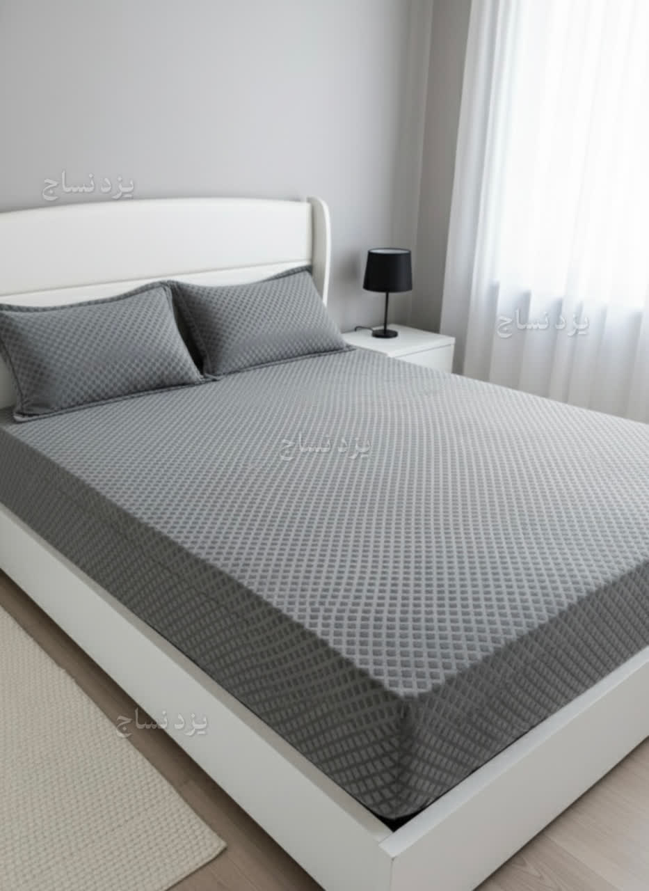 کاور تشک کشدار الماسی دو نفره رنگ طوسی